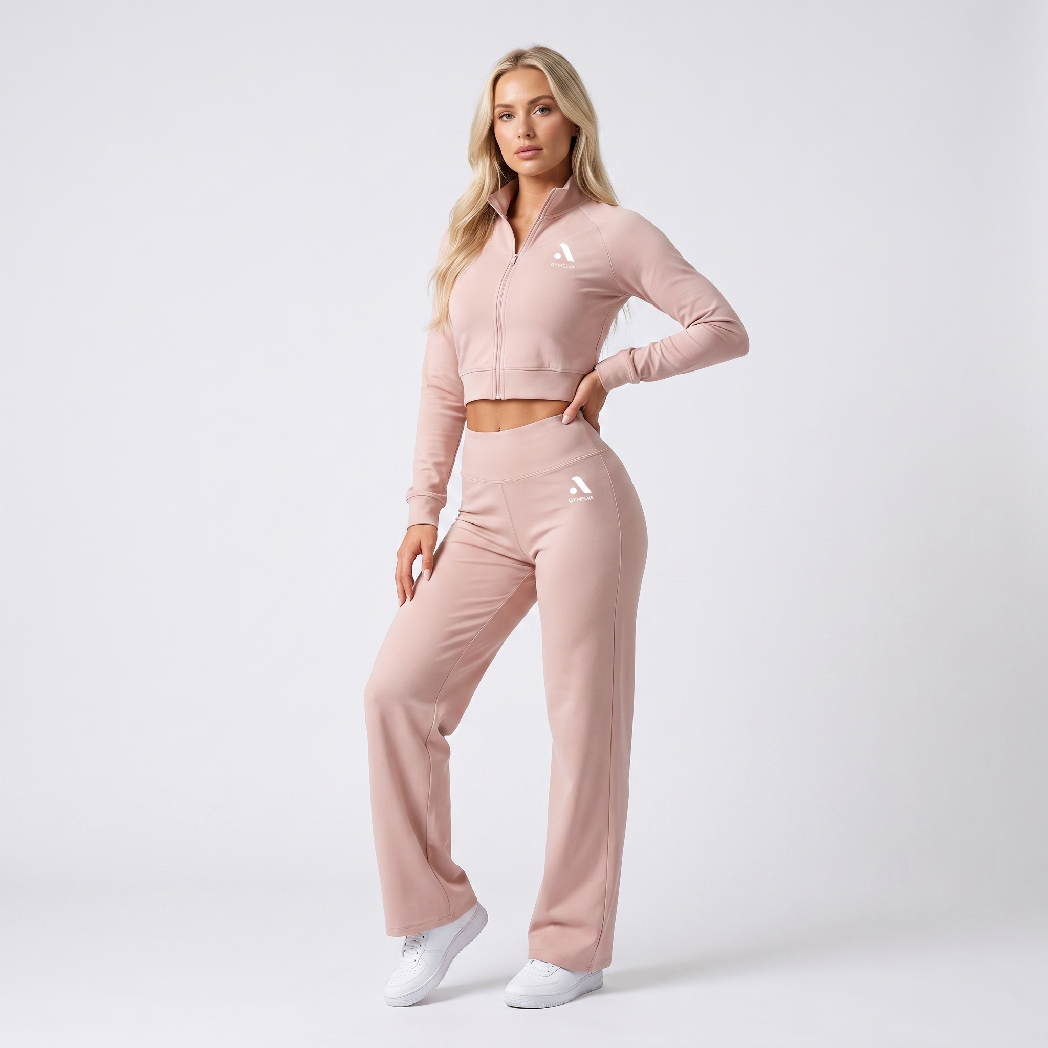 GYMELVA Momentum Track Set Blush Pink - front