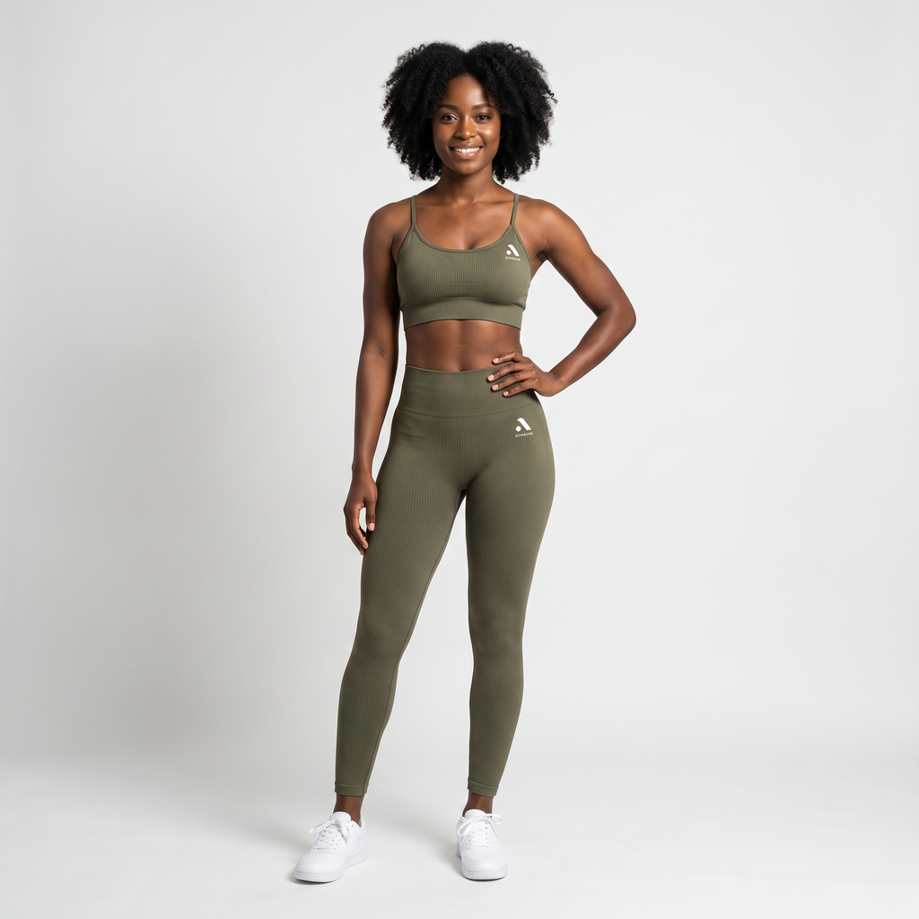 GYMELVA Sculpt Rib Set Olive Green - front
