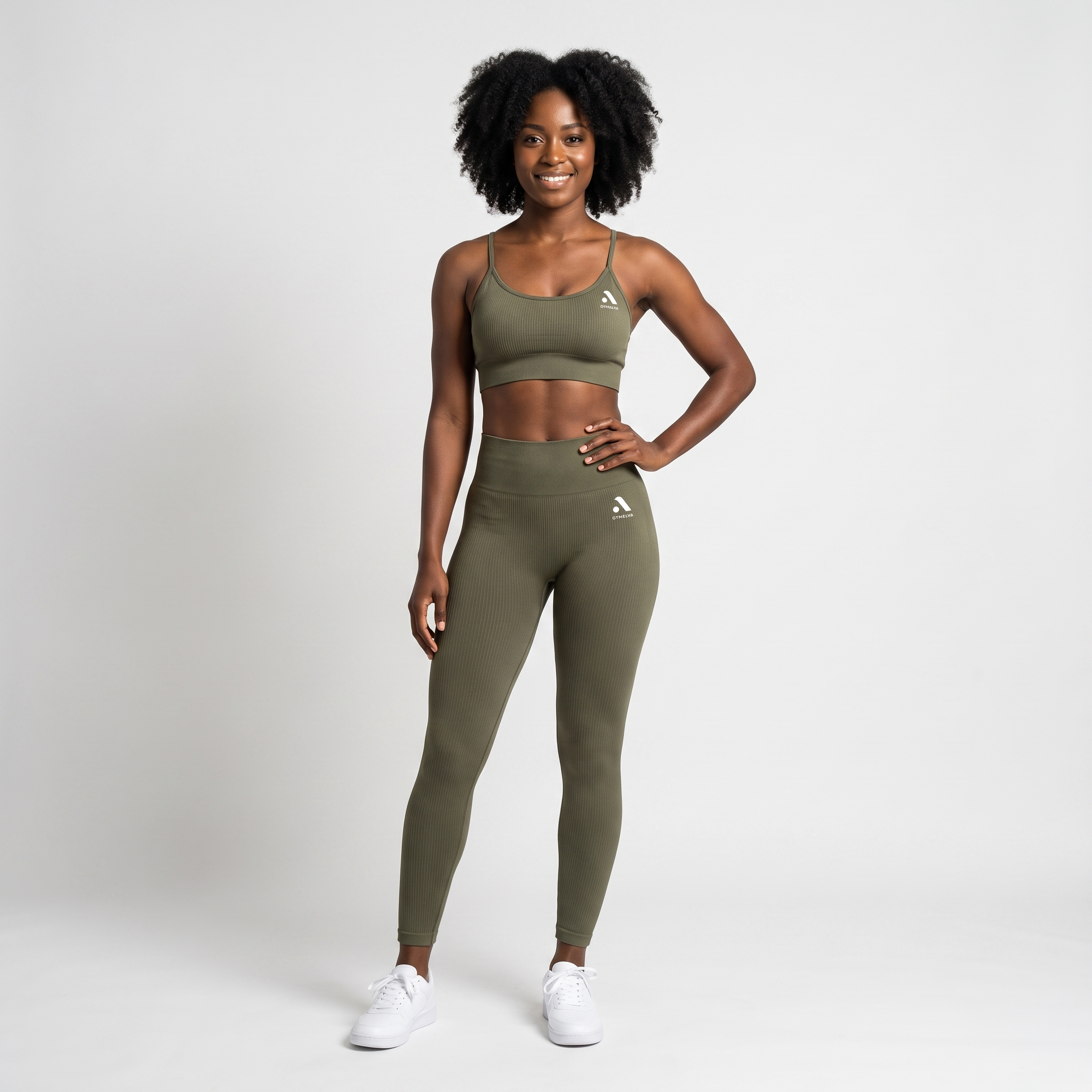 GYMELVA Sculpt Rib Set Olive Green - front