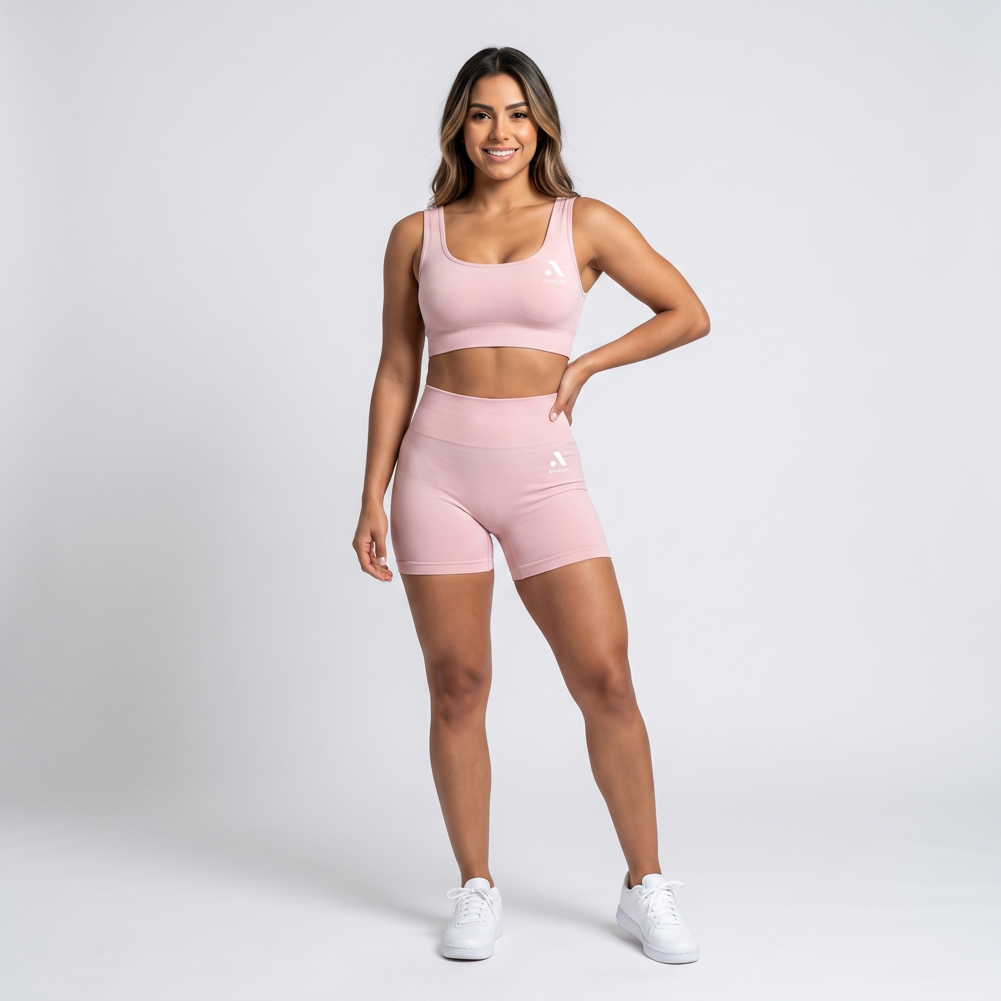 GYMELVA Serene Short Set Blush Pink - front