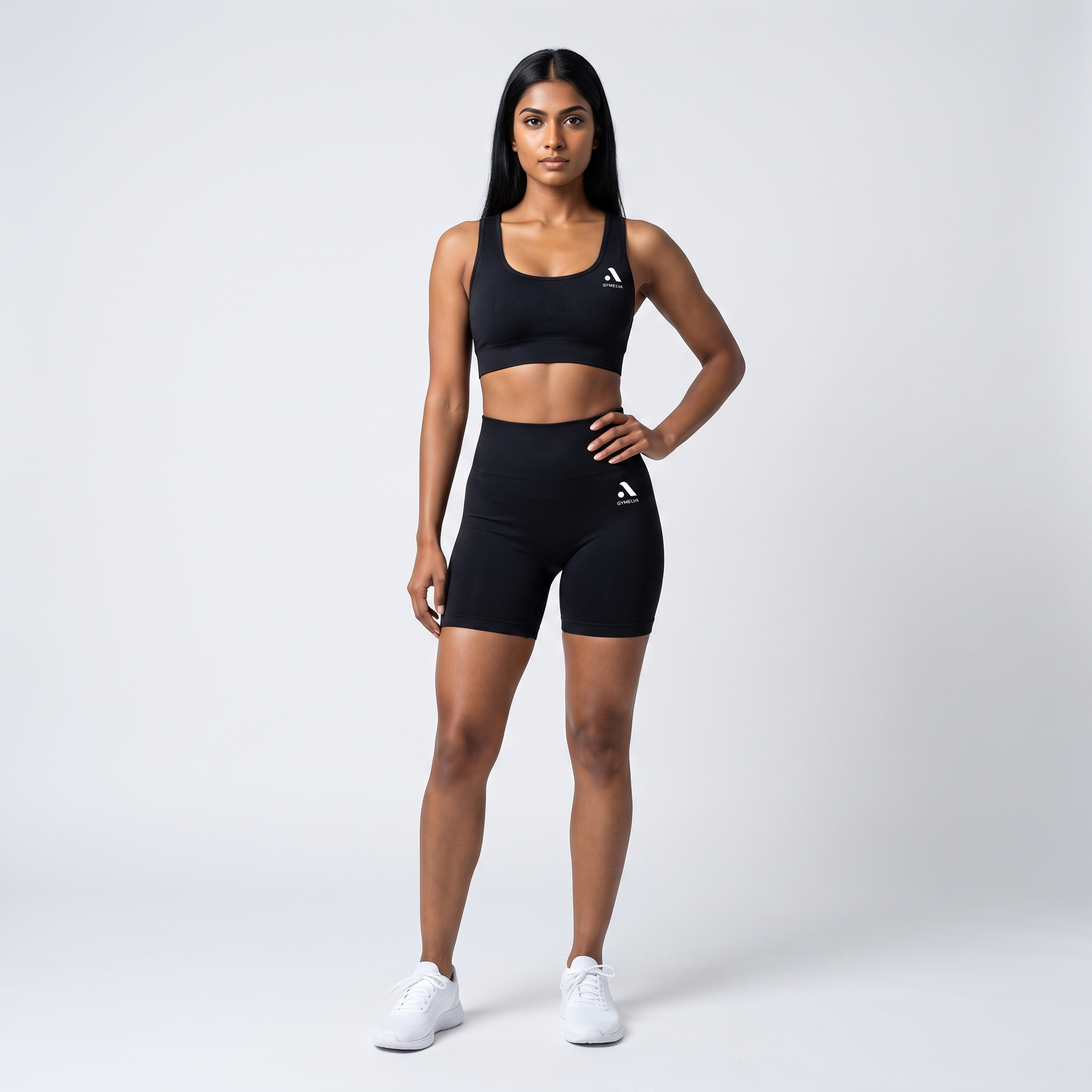 GYMELVA Serene Short Set Onyx Black - front