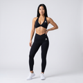 GYMELVA Twist Halter Legging Set Onyx Black - front