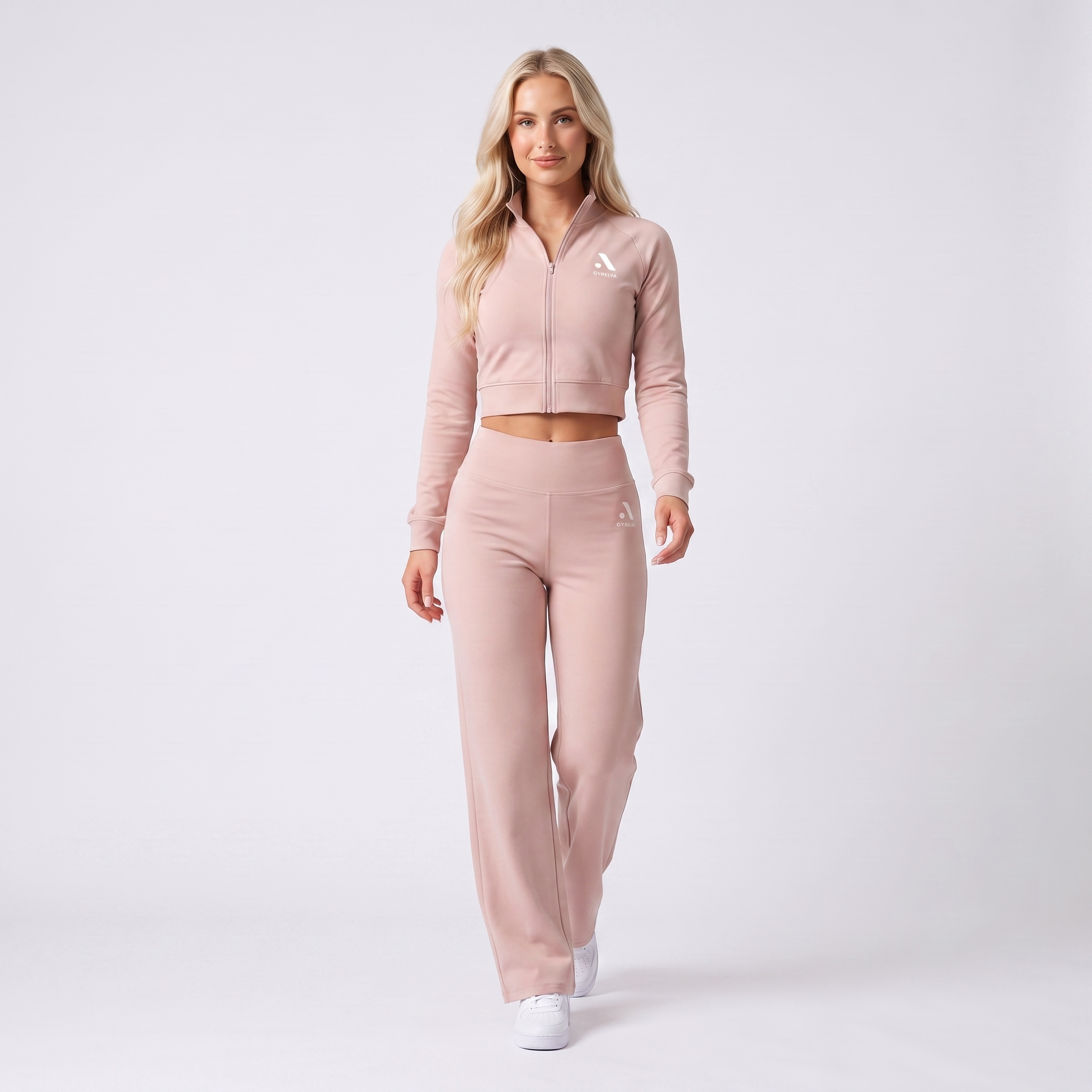 GYMELVA Momentum Track Set Blush Pink - walking