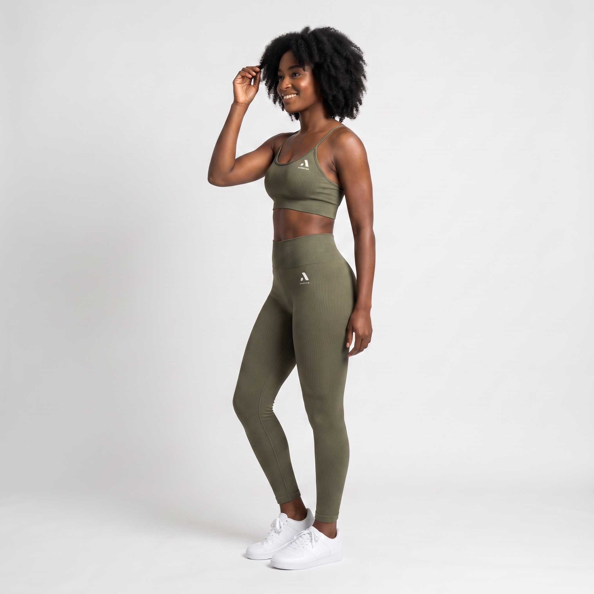 GYMELVA Sculpt Rib Set Olive Green - side