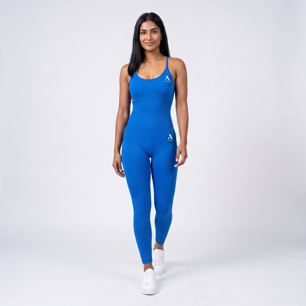 GYMELVA Sculpt Unitard Cobalt Blue - walking