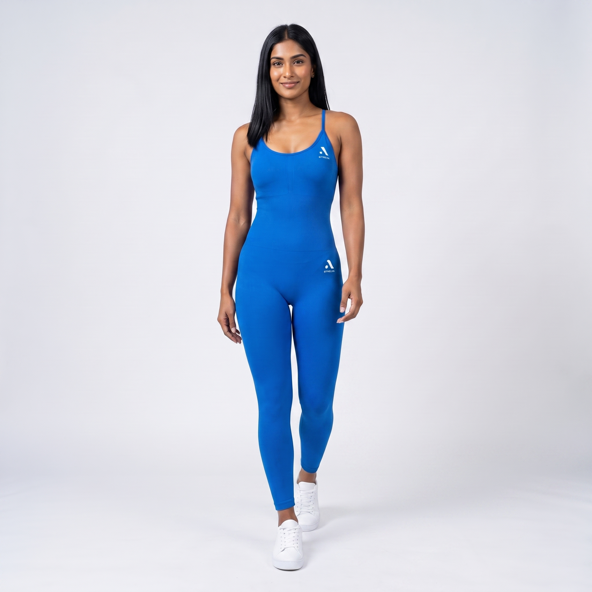 GYMELVA Sculpt Unitard Cobalt Blue - walking
