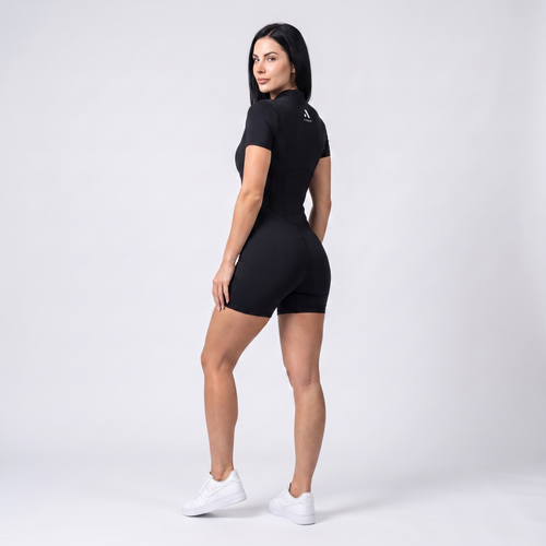 GYMELVA Corset Zip Romper Onyx Black - back