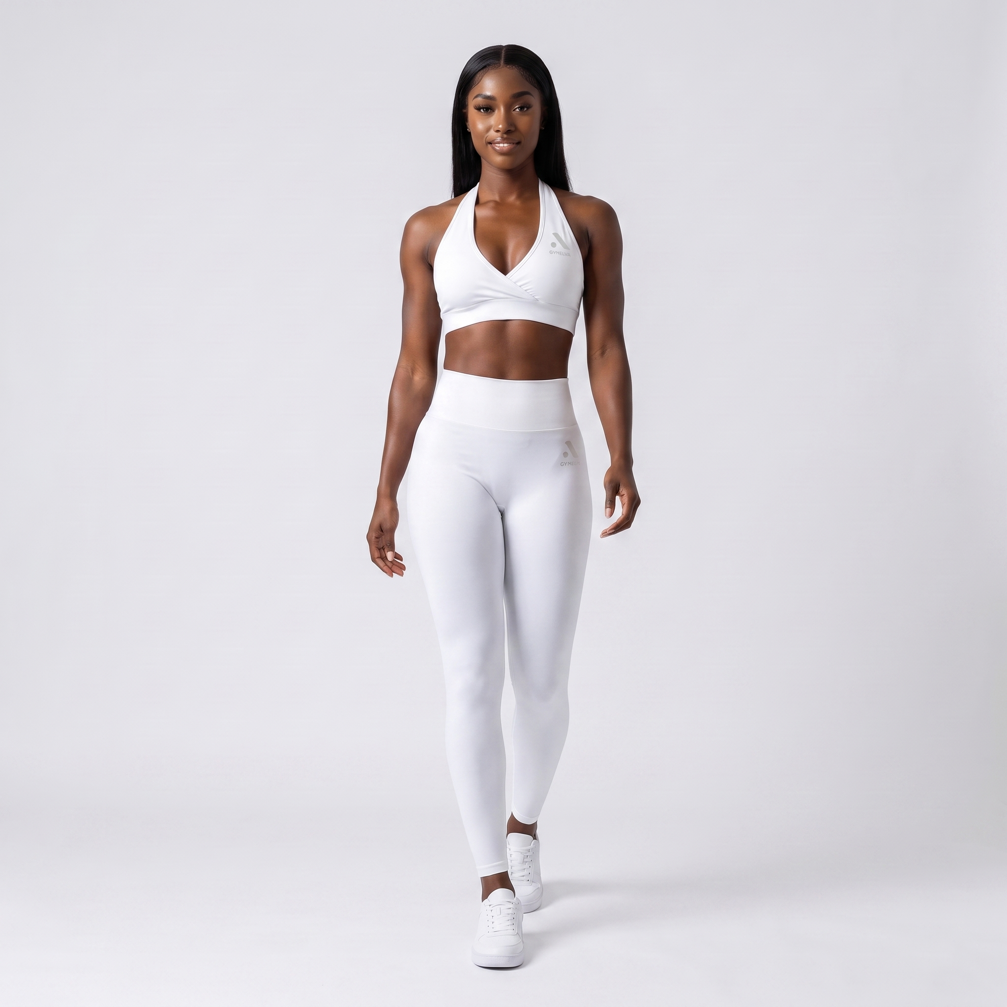 GYMELVA Halo Halter Set White - walking