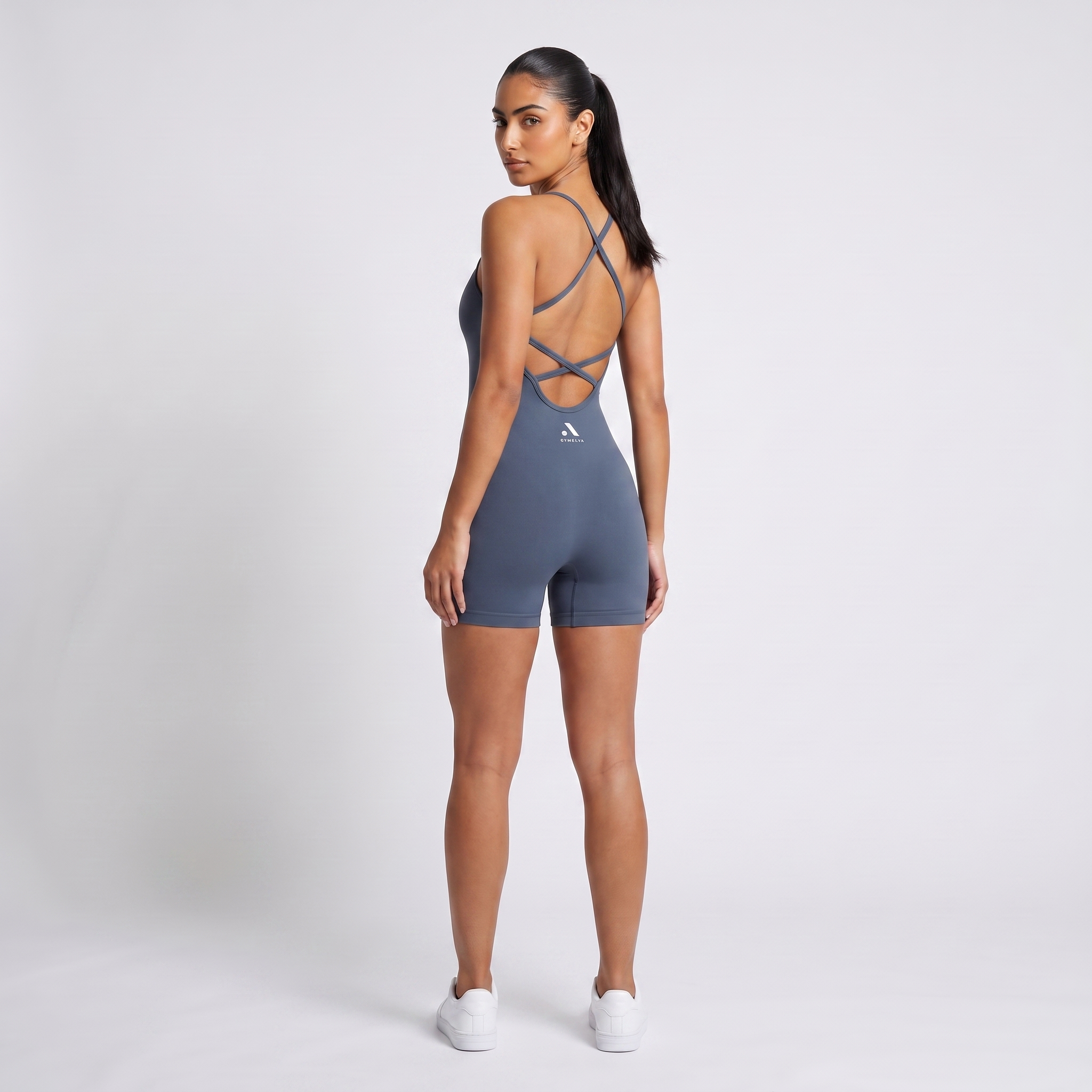 GYMELVA Allure Strappy Romper Slate Navy - back