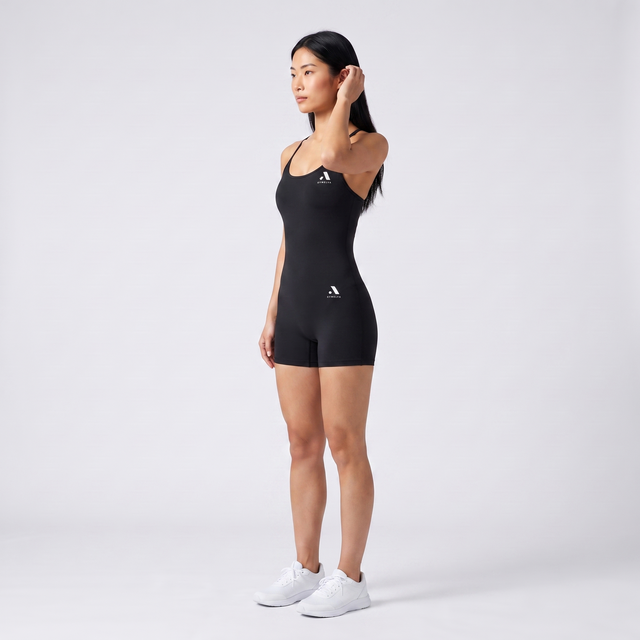 GYMELVA Allure Strappy Romper Onyx Black - side