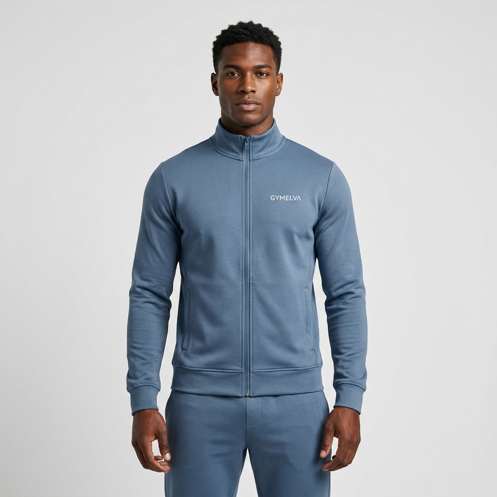 GYMELVA Contour Track Jacket Dusty Blue front