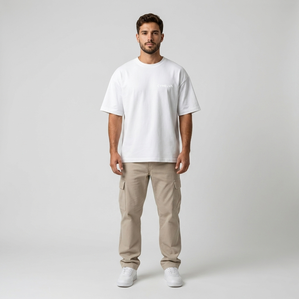 GYMELVA Heavyweight Boxy Tee White front