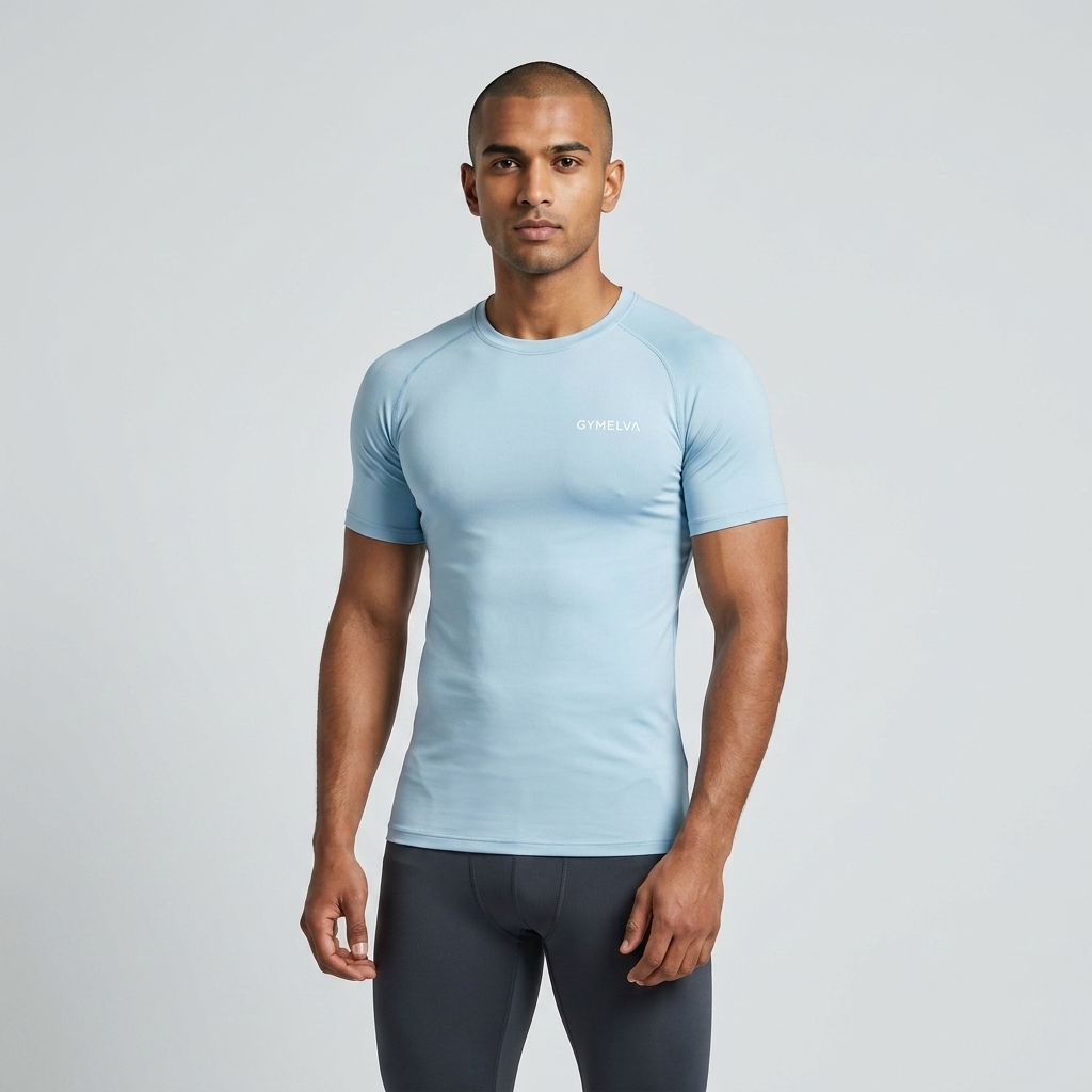GYMELVA Pro Compression Tee Ice Blue front