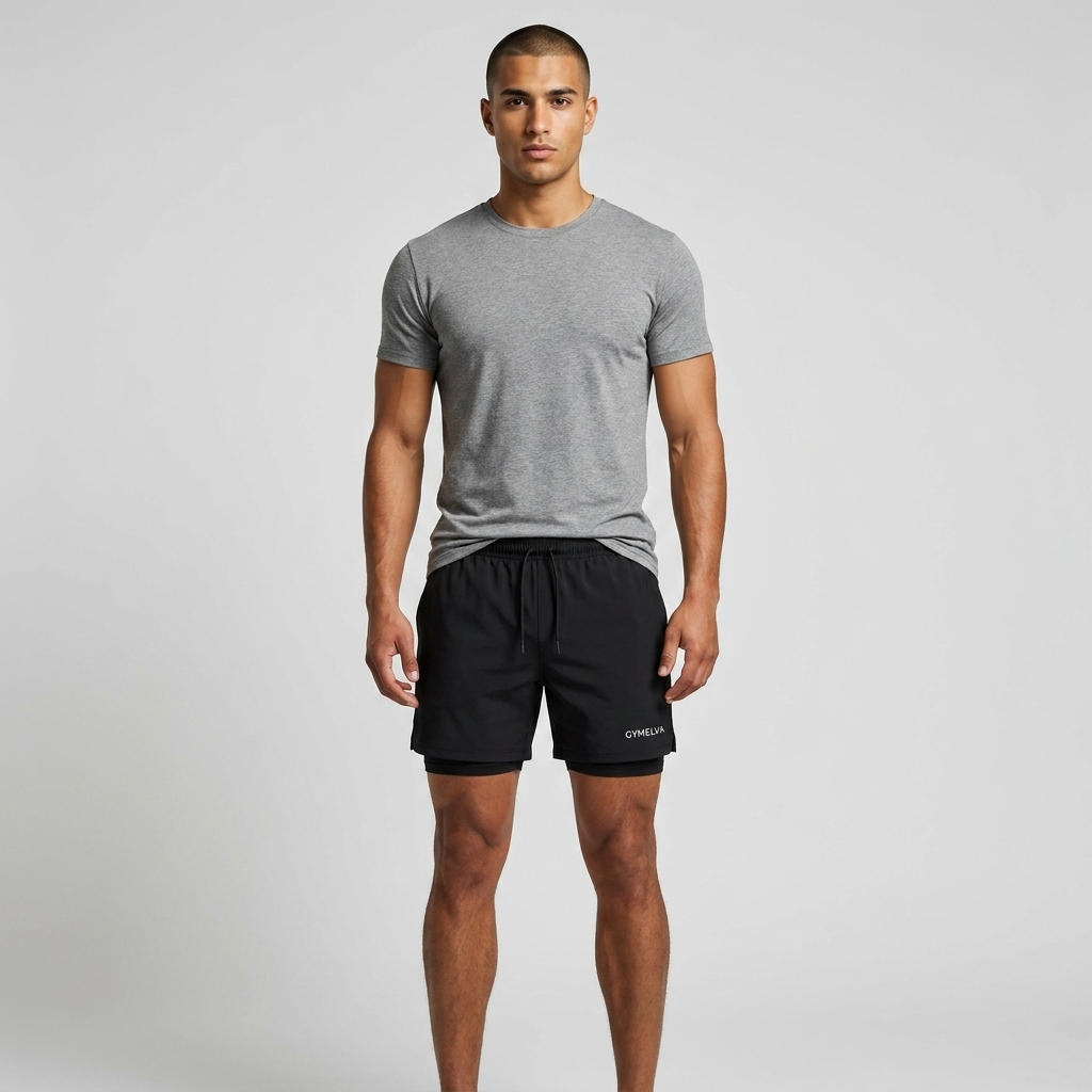 GYMELVA Interval 5 inch Training Short Black front
