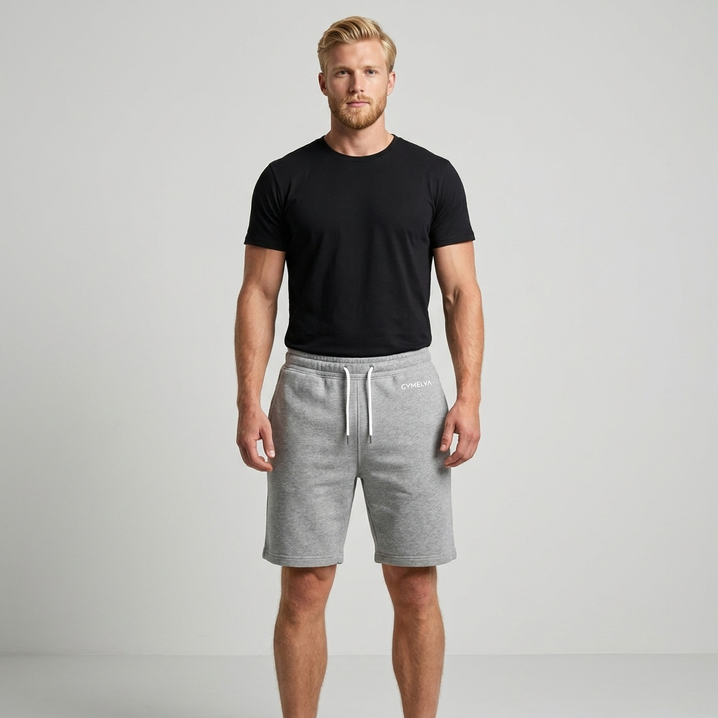 GYMELVA Heritage Fleece Short Heather Grey front