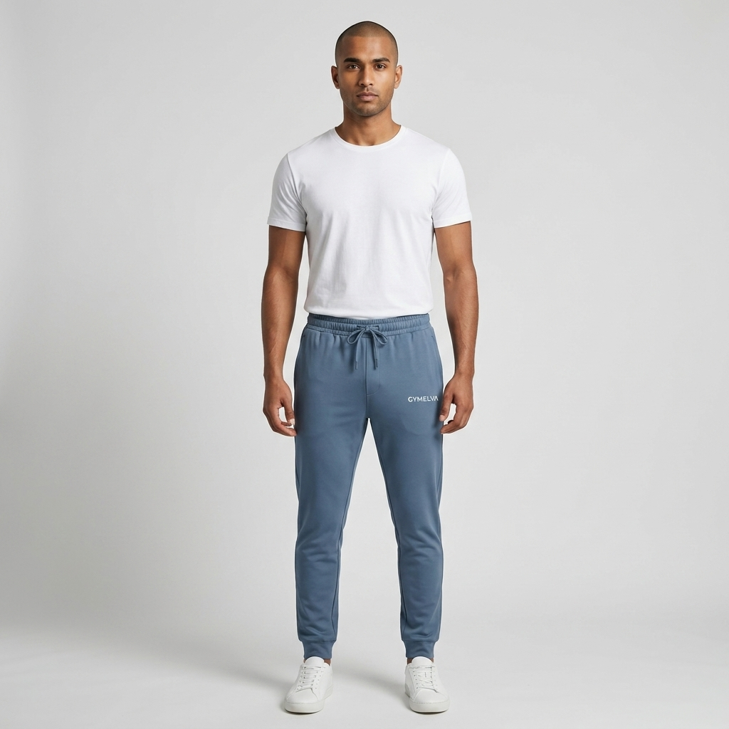 GYMELVA Tapered Track Pant Dusty Blue front